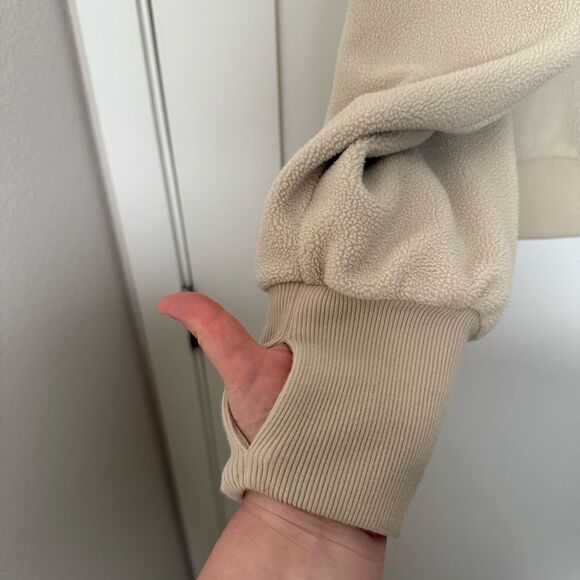 Sweaty Betty Sweatshirt Womens Sz 10 Beige Fleece Plush Long Sleeve Pullover - Picture 4 of 10
